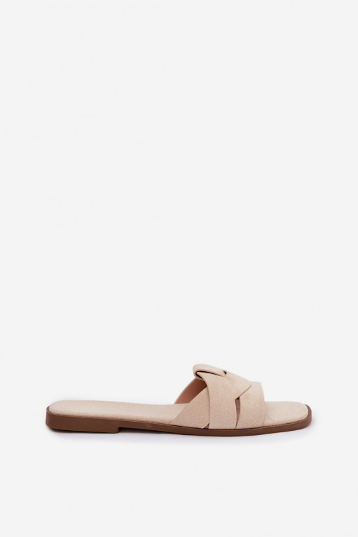 Slippers Dames plat Met Strepen van eco-suèdeoIne ivoor Florane