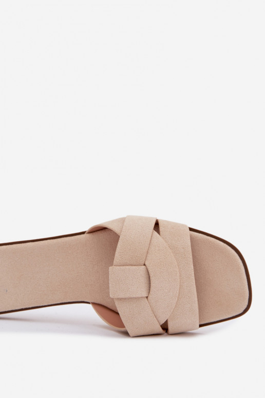 Chaussons Appartement pour femmes avec des bandes en daim écologiqueoÀe couleur ivoire Florane