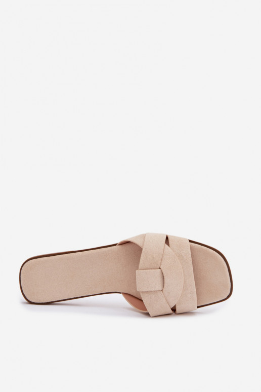 Slippers Dames plat Met Strepen van eco-suèdeoIne ivoor Florane