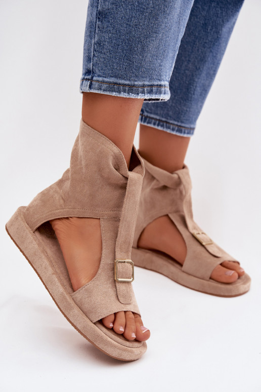 Sandales pour femmes avec une botte beige Coralya