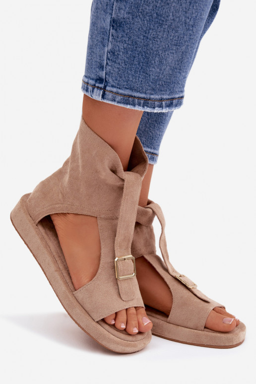 Sandales pour femmes avec une botte beige Coralya