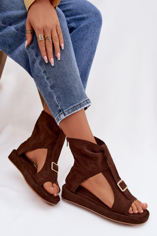 Damensandalen mit einem Stiefel CzekoladoZue Coralya