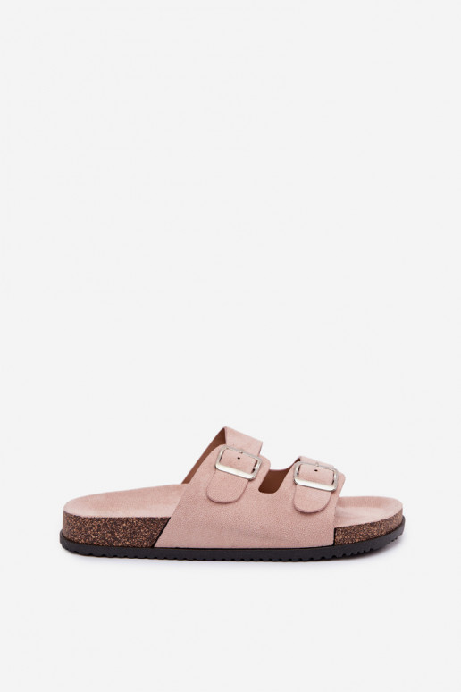 Dames lichtroze slippers met gespen „Oliena"