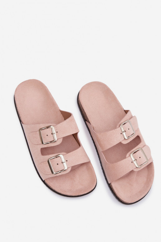 Chaussons rose clair pour femmes avec boucles « Oliena »