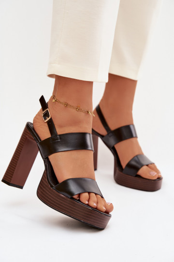 Sandales à talons hauts et plateforme en simili cuir noir Hanelia 2