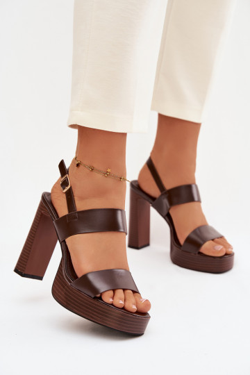 Sandales à talons hauts et plateforme en simili cuir chocolat Hanelia 2