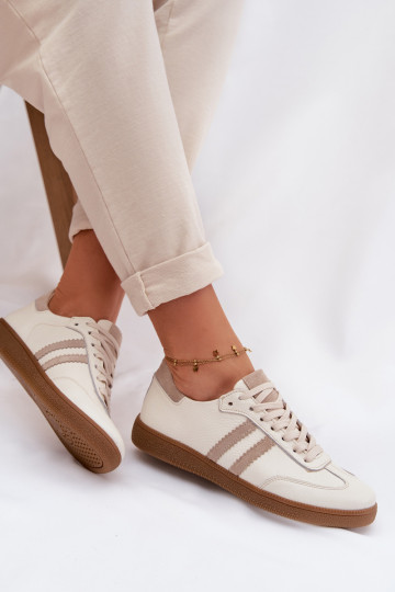 Zazoo N1068 Leer Laag Sneakers model schoenen Dames beige