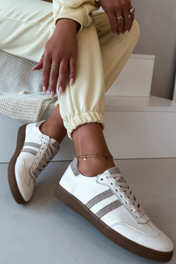 Zazoo N1068 kunstlederen lage sneakers voor dames in zandkleur 2