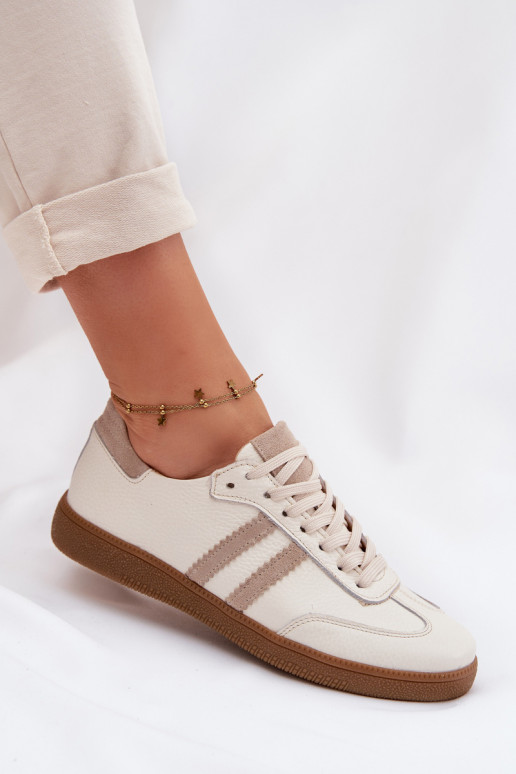 Zazoo N1068 Leer Laag Sneakers model schoenen Dames beige