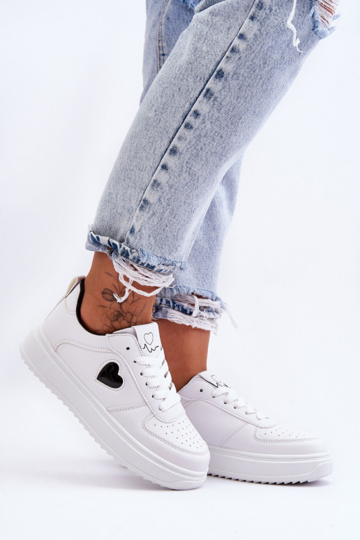 Modèle classique baskets Avec le coeur Blanc-couleur noire Amore