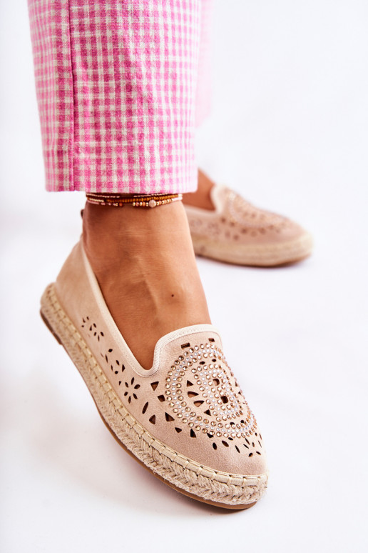 avec des éléments ajourés Un modèle convaincant Féminin espadrilles beige Meredith
