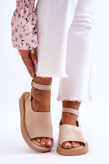 Comfortabele damessandalen met platform beige Rubie