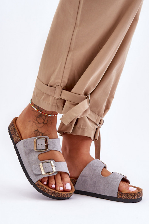 Pantoufles pour femmes Sur une semelle en liège couleur grise Cortina