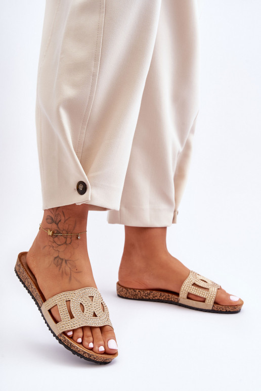 Feminin Hausschuhe Dekoriert Stollen Beige Evelins