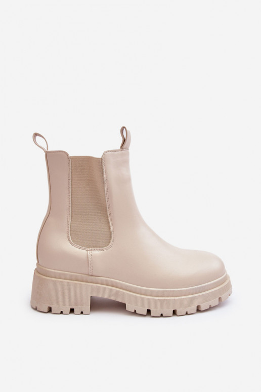 Haut stylische Stiefel mit Reißverschlüssen Beige Pitrese