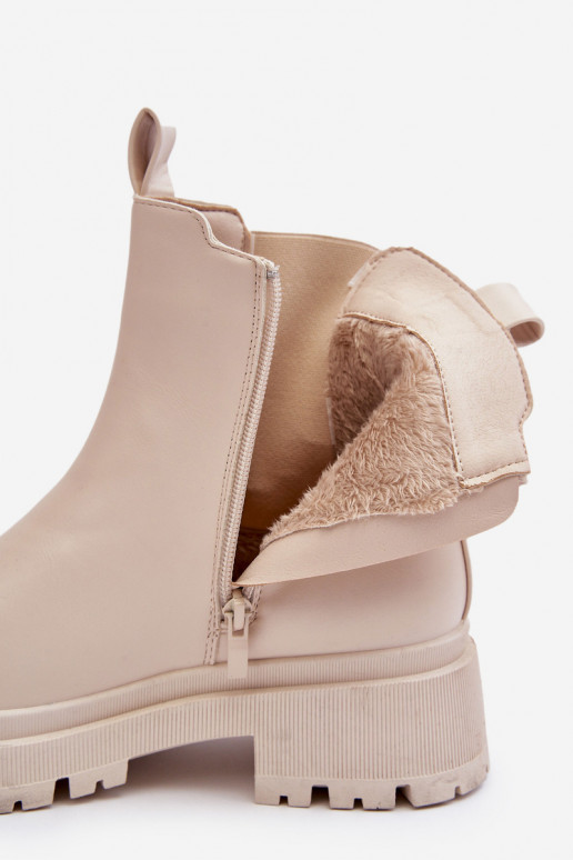 Haut stylische Stiefel mit Reißverschlüssen Beige Pitrese
