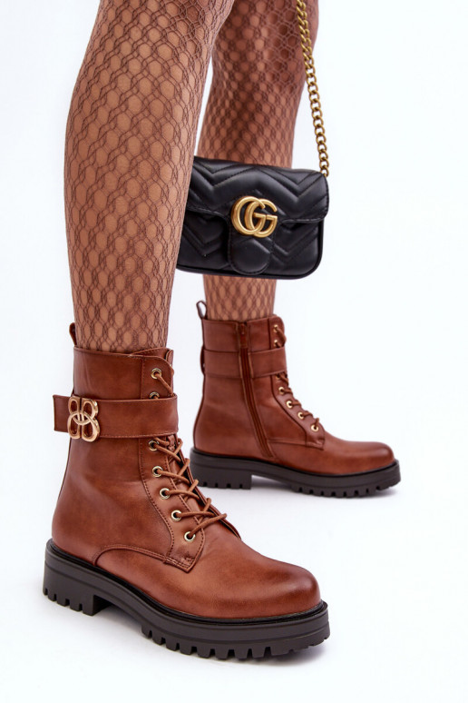 Enkellaarsjes voor Inerknemers Dames met ritssluitingen met ornamenten bruine kleur Ciossava