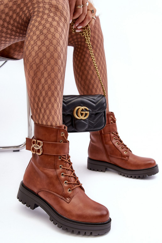 Enkellaarsjes voor Inerknemers Dames met ritssluitingen met ornamenten bruine kleur Ciossava