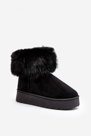 Féminin Bottes de neige avec une plateforme avec un manteau de fourrure couleur noire Il fautncy