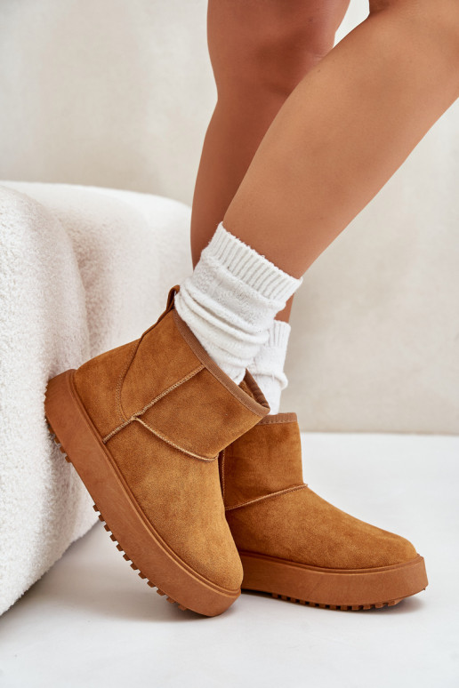 Dames SneeuIn laarzen met platformvan eco-suèdeu bruine kleur Atteria