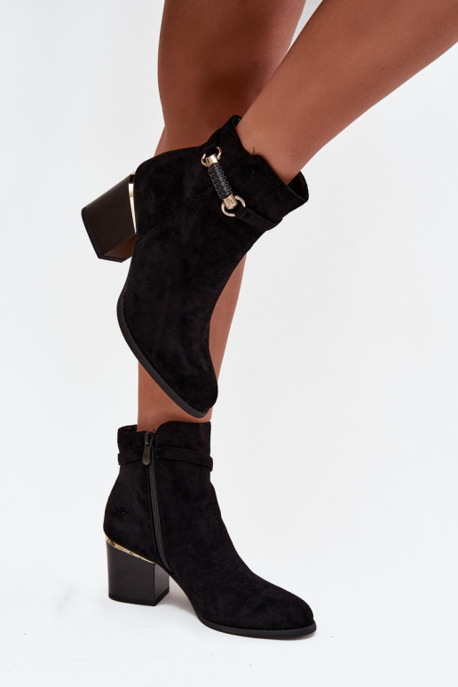 Bottes pour femmes réchauffer avec des talons avec des talons décorés couleur noire Galissa