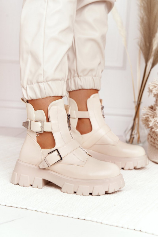 Dames Enkellaarsjes voor Inerknemers met platform beige Cosmic Love