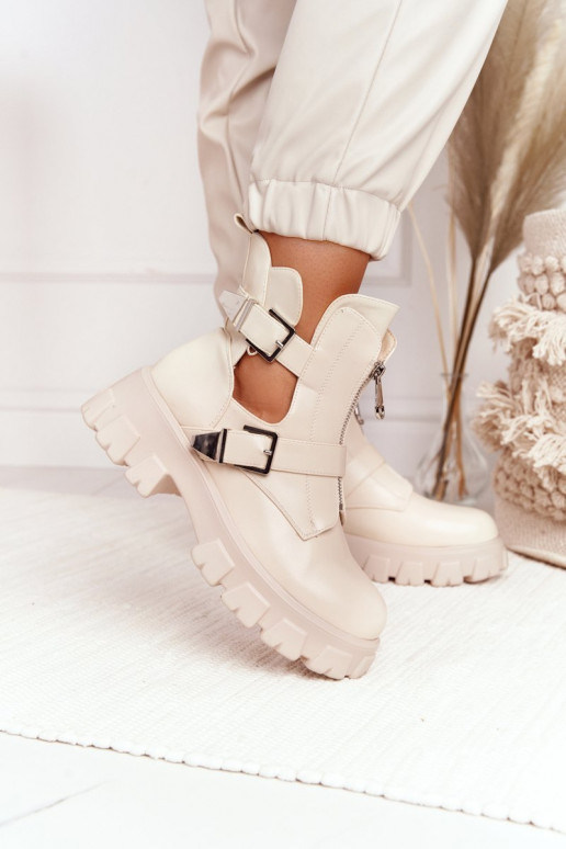 Dames Enkellaarsjes voor Inerknemers met platform beige Cosmic Love