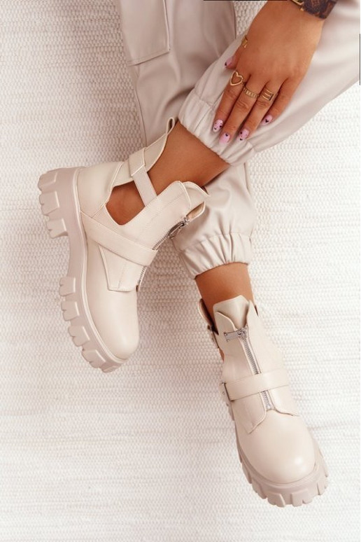 Dames Enkellaarsjes voor Inerknemers met platform beige Cosmic Love