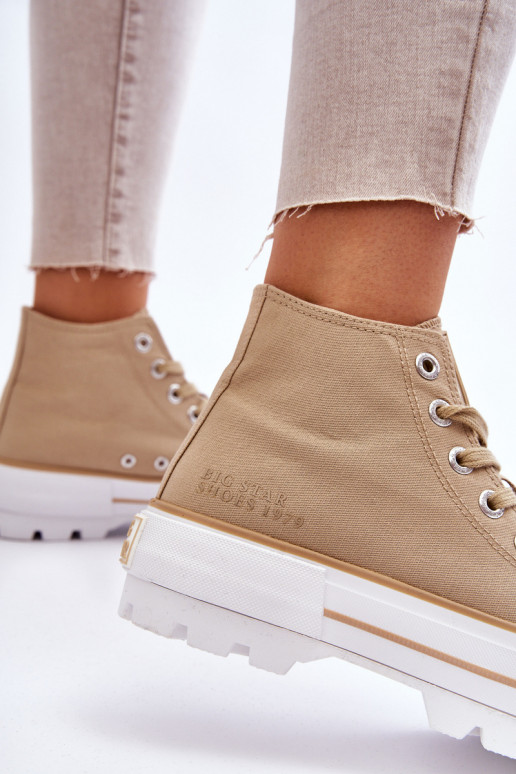 Hoog materiaal vrijetijdsschoenen met platform Big Star LL274160 beige