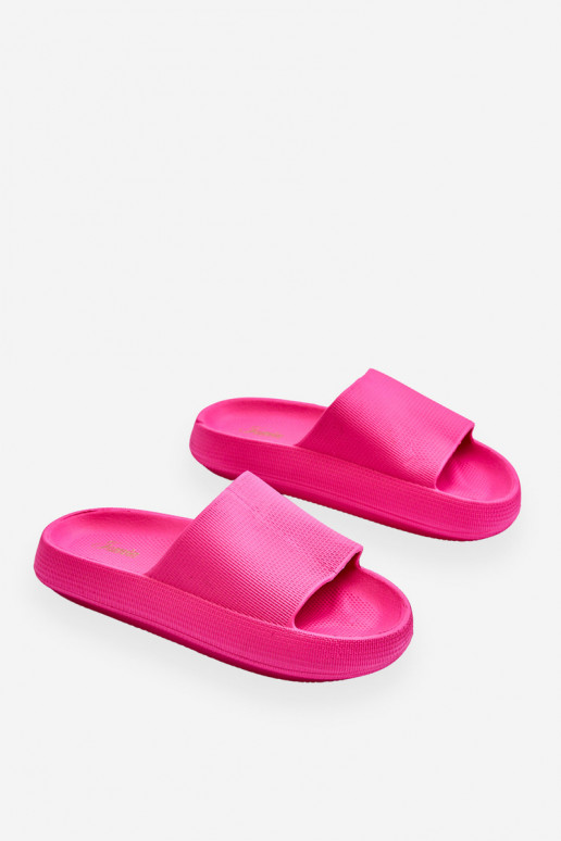 Modieuze slippers van schuim op een enorm platform roze Linnea