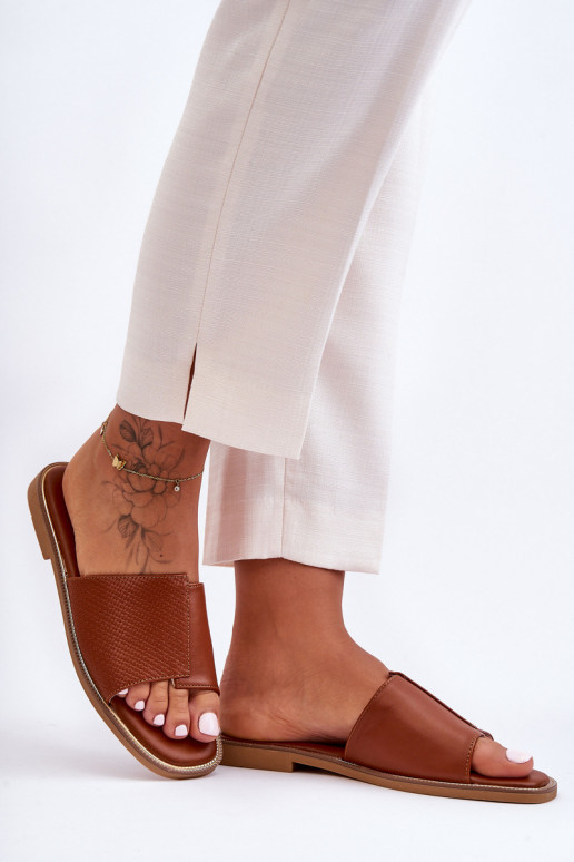 Pantoufles pour femmes Peau marron Harmony