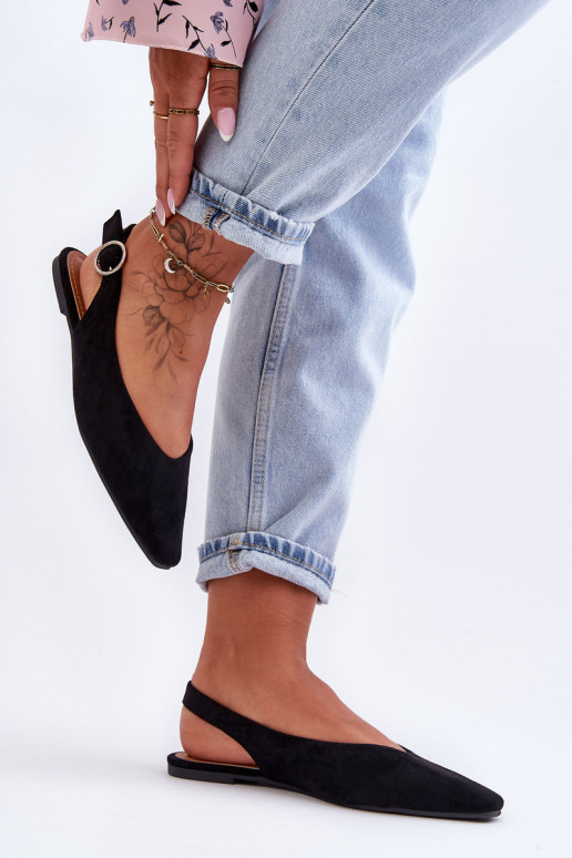 Féminin Ballerines en daim couleur noire Kenra