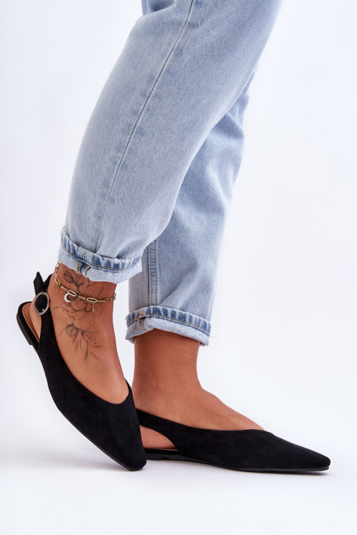 Féminin Ballerines en daim couleur noire Kenra