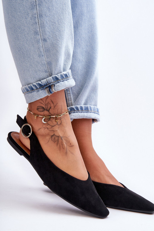 Féminin Ballerines en daim couleur noire Kenra