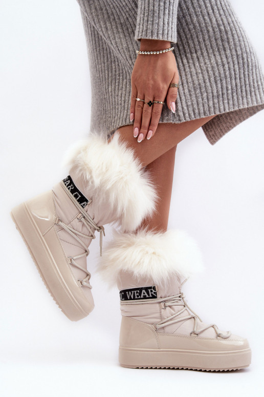 Féminin Bottes de neige avec des lacets couleur ivoire Santero