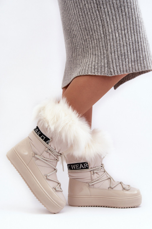 Féminin Bottes de neige avec des lacets couleur ivoire Santero