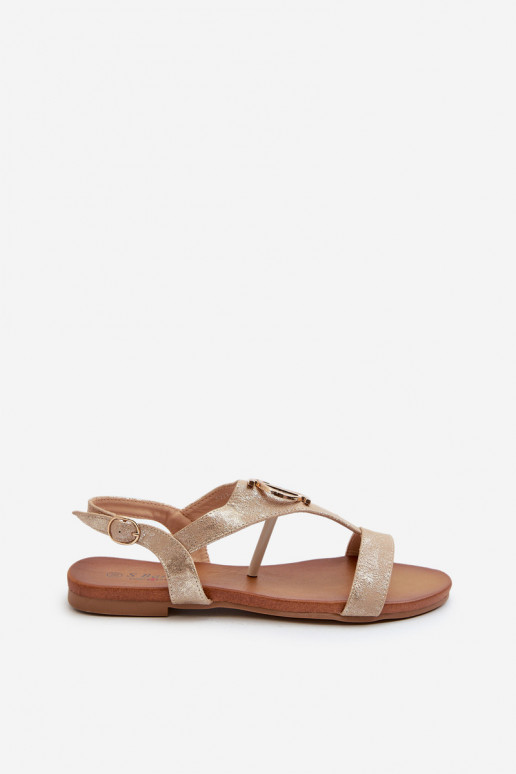 Sandalen voor dames met ornamenten S.Barski KV27-051 gouden kleur