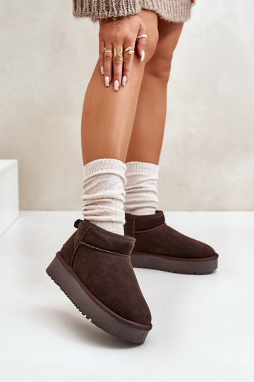 Peau en daim Bottes de neige avec une plateforme marron Nereviana 2