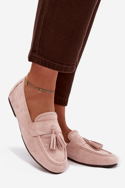 Mocassins rose clair avec franges Tai turirilisse