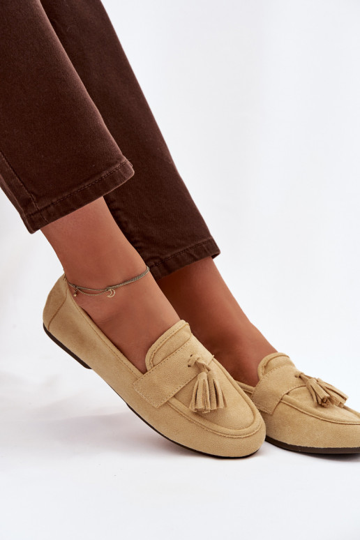 Mocassins féminins avec des franges couleur jaune