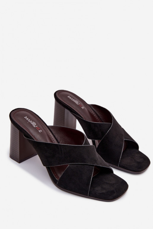 Damenhausschuhe mit Absätzen schZuarze Farbe Denessa