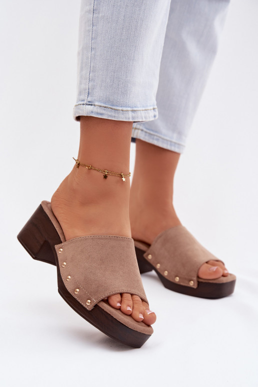 Pantoufles pour femmes Klocke Ze couleur doréemi Goujons beige Davessa