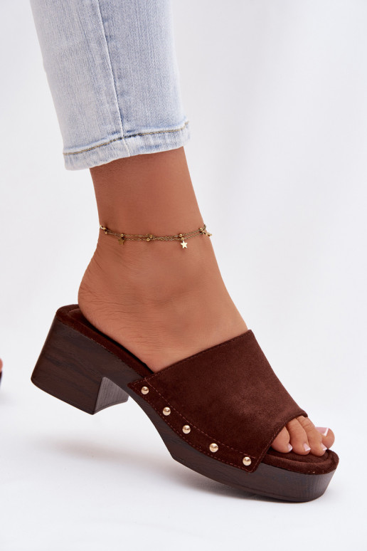 Damenhausschuhe Klocke Ze goldene Farbemi Stollen CzekoladoZue Davessa