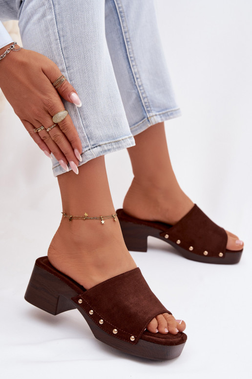 Damenhausschuhe Klocke Ze goldene Farbemi Stollen CzekoladoZue Davessa