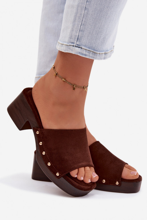 Pantoufles pour femmes Klocke Ze couleur doréemi Goujons CzekoladoÀe Davessa