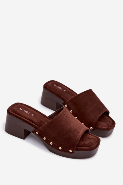 Damespantoffels Op Klok Ze gouden kleurmi Studs CzekoladoIne Davessa