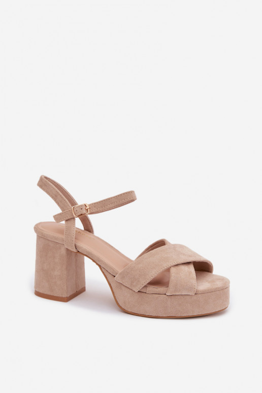 Damen-Sandalen mit hohen Absätzen Beige Janelia