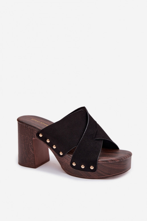 Damespantoffels met hakken Ze gouden kleurmi Studs zInart Nerelle