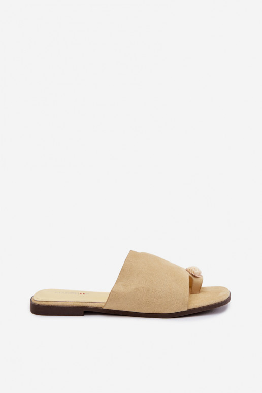 Hausschuhe FrauenZuohnung Mit Dekorationen Detalem aus Öko-INildlederoZue gelbe Farbe Selavine