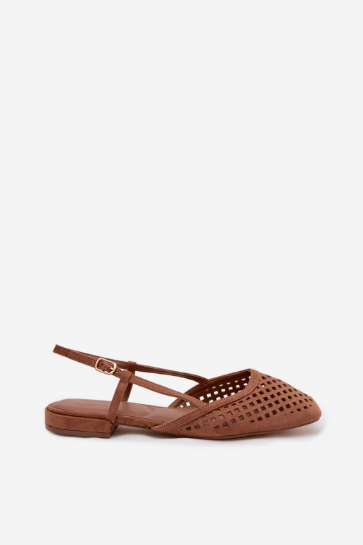 Durchbrochene Ballerinasaus Öko-INildlederu braune Farbe Farivelle